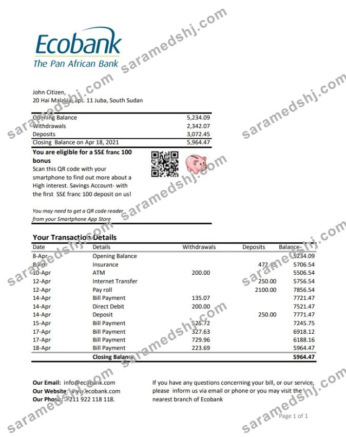 South Sudan Ecobank excel pdf